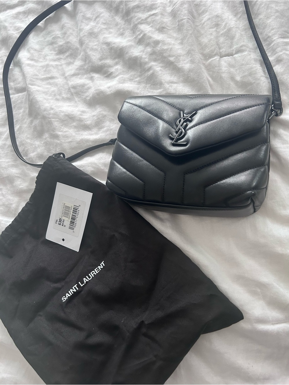 YSL Yves Saint Laurent Calfskin Quilted Monogram Toy Loulou Crossbody Bag Purse